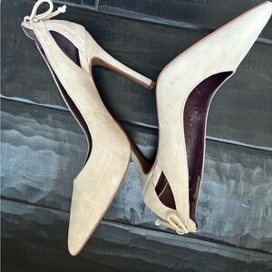 BCBGeneration Suede Cream Pointed Toe Heels
